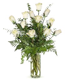 One-Dozen White Roses