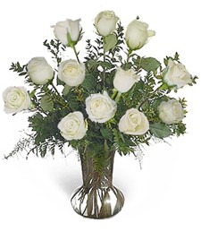 One Dozen White Roses Delightfull Bouquet