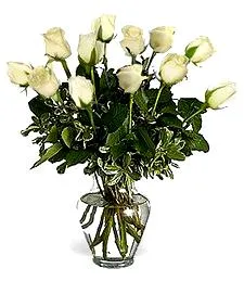 One Dozen White Roses Charming Bouquet