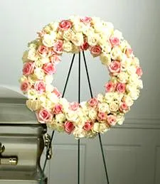 Pink and White Rose Wreath