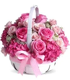 Pink Rose Birthday Basket