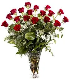 Red Roses in a Glass Vase