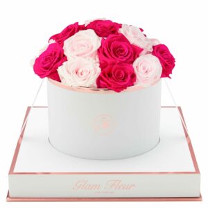 Blanche Round Baby Pink & Fuchsia Preserved Roses | Glam Fleur