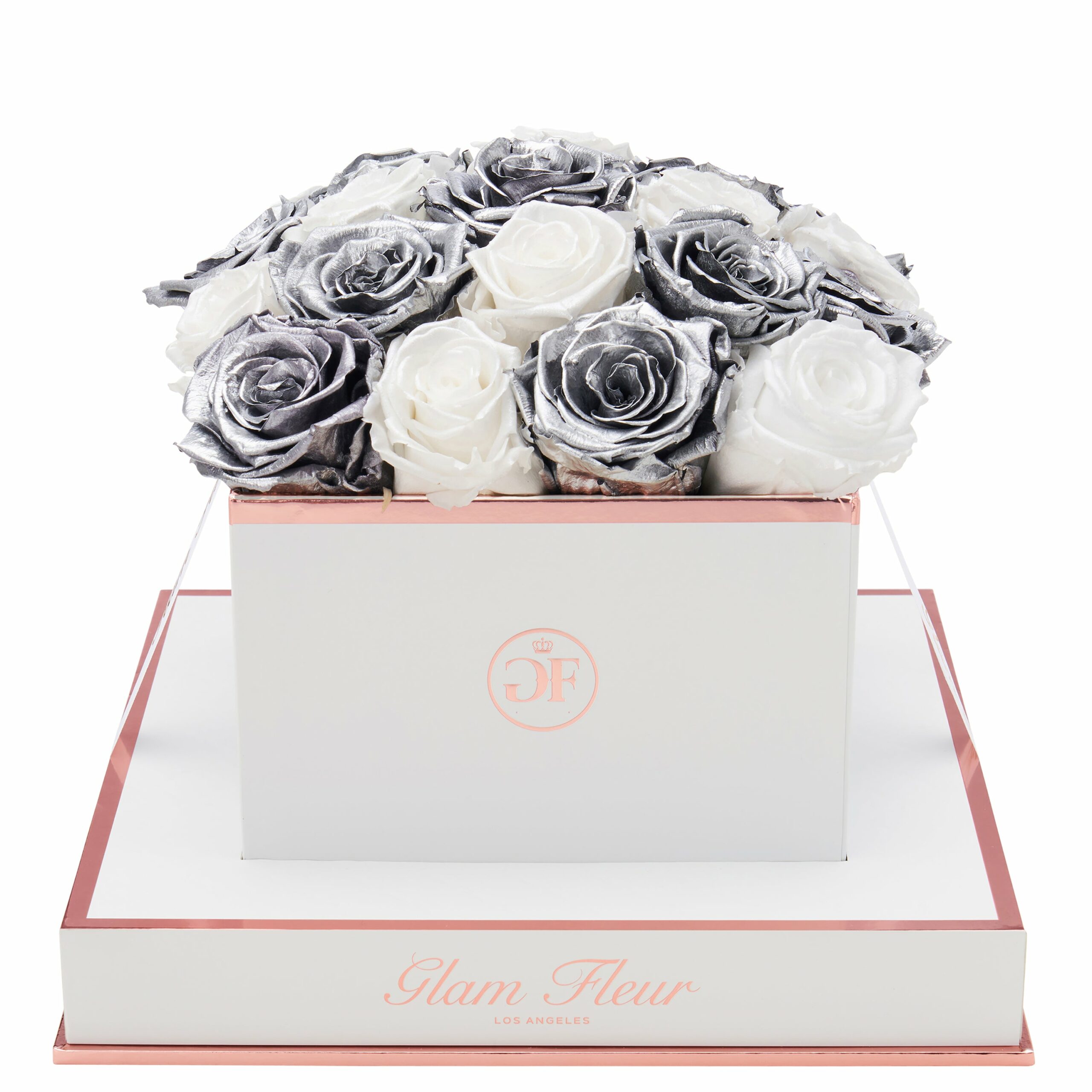 Metallic Silver and Glow White Rose Bouquet