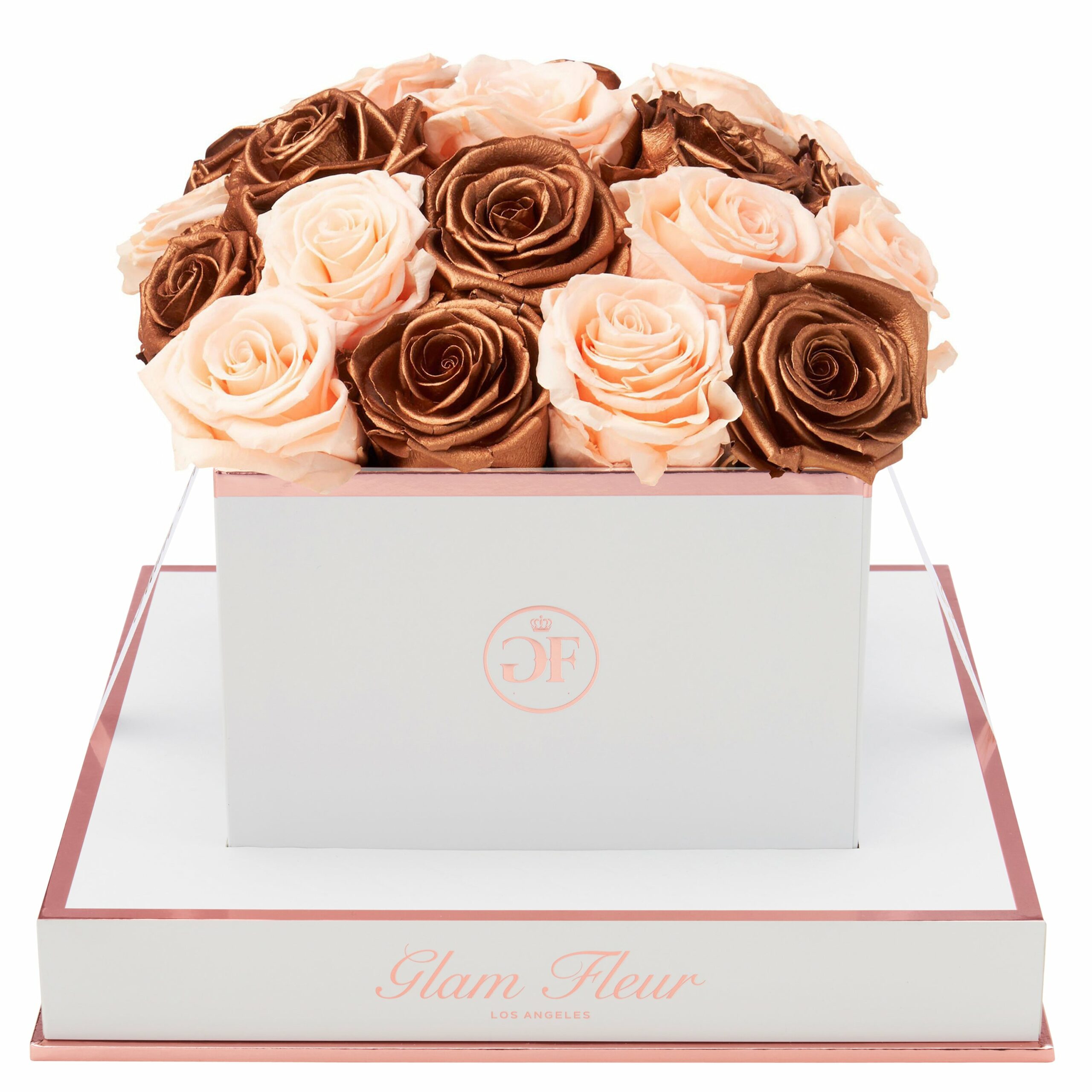 Year Long Peach and Metallic Copper Roses