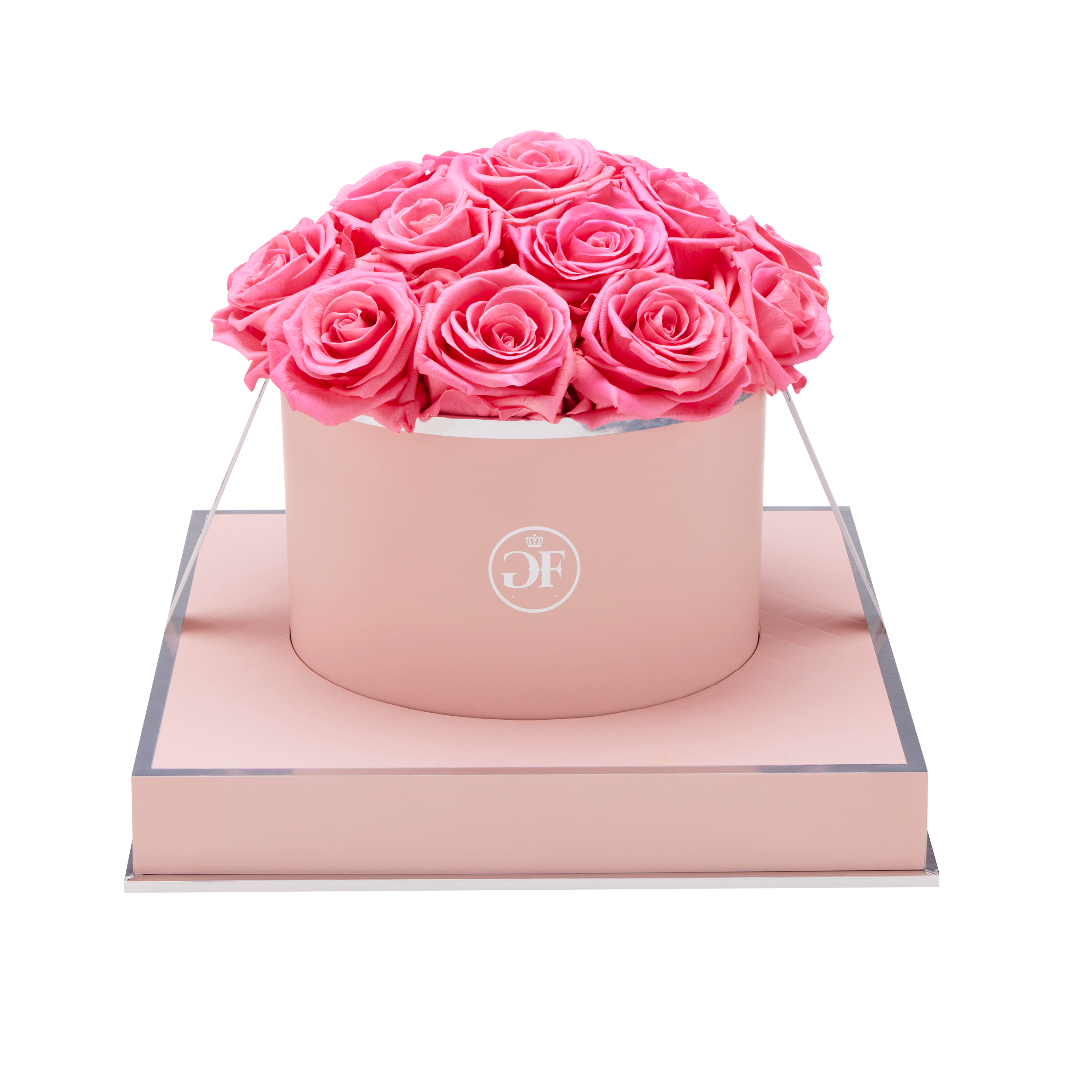 Preserved Pretty in Pink Roses in a Round Box