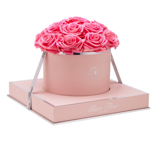 Preserved Pretty in Pink Roses in a Round Box