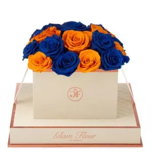 Luxury Blue Ocean and Orange Preserved Rose Bouquet