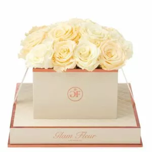 Ivory and Creme Rose Arrangement in Square Box