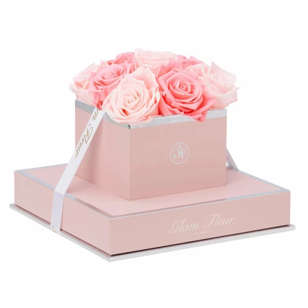 Baby Pink and Light Pink Rose Box Bouquet