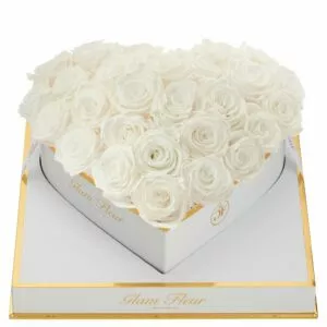 Blanche Heart Glow White Preserved Roses