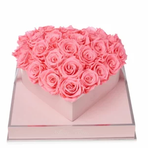 Light Pink Preserved Roses in Heart Box