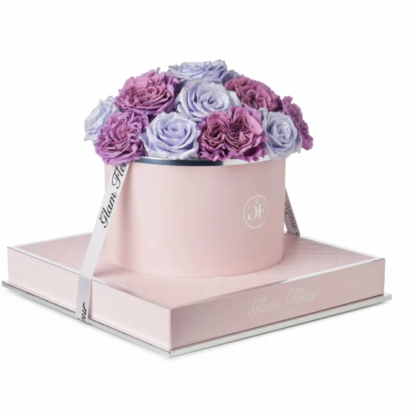 Long Lasting Violet and Glow Lavender Rose Box