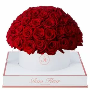 Red Luxury Rose Bouquet in a Large Round Box