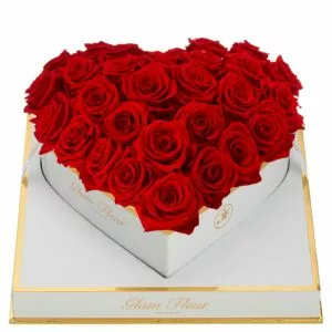 Blanche Heart Red Preserved Roses