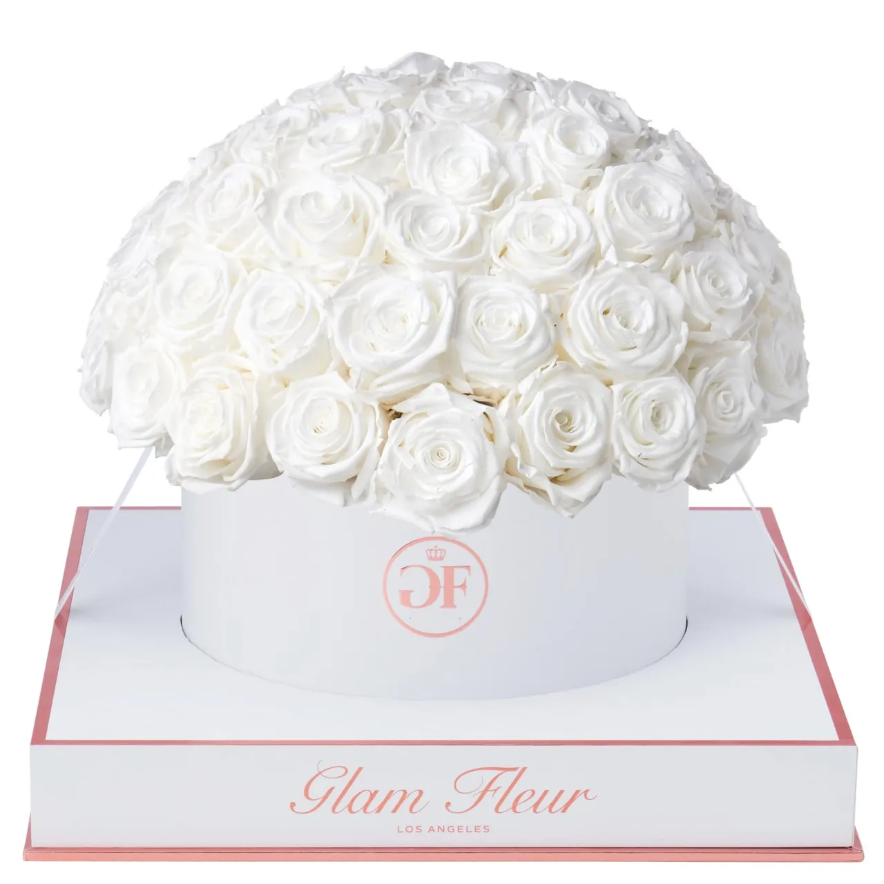 White Luxury Rose Bouquet in a Round Box